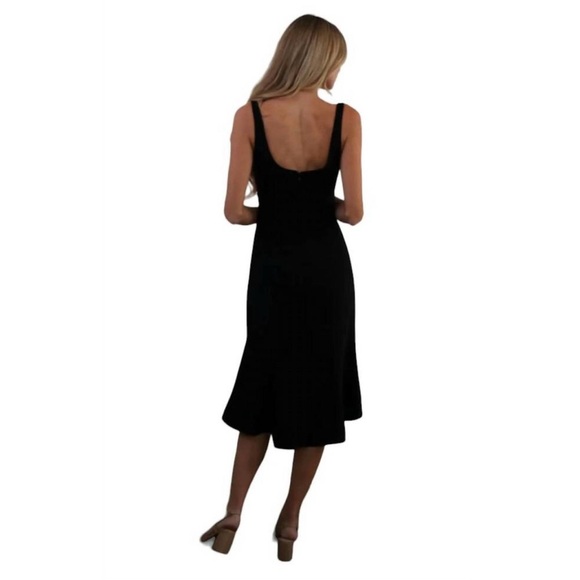 NEW AMANDA UPRICHARD Campania Fit and Flare‎ Midi Dress in Black Size Small - Picture 3 of 15